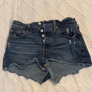 Levi's Dark Blue Distressed Jean Shorts